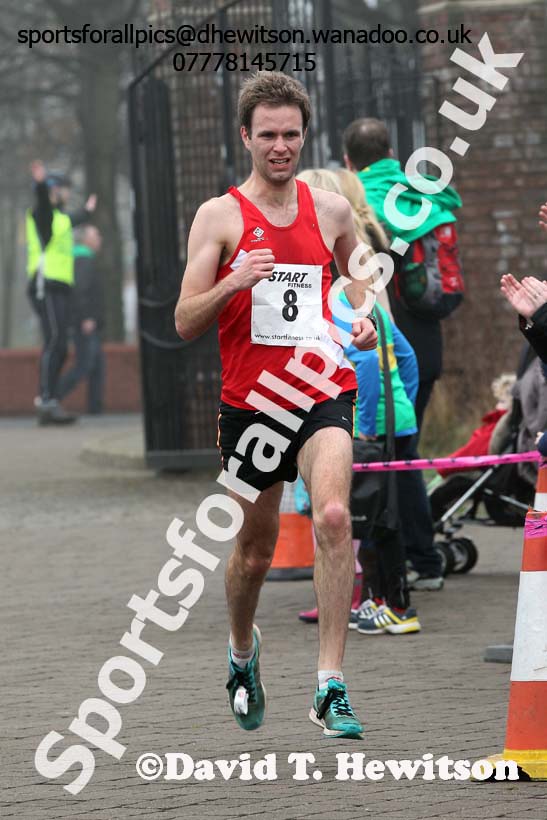 Tom Cornthwaite (Salford) finishing the Wallsend Harriers Terry O'Gara 5k Memorial Road Race. Photo: David T. Hewitson/Sports for All Pics